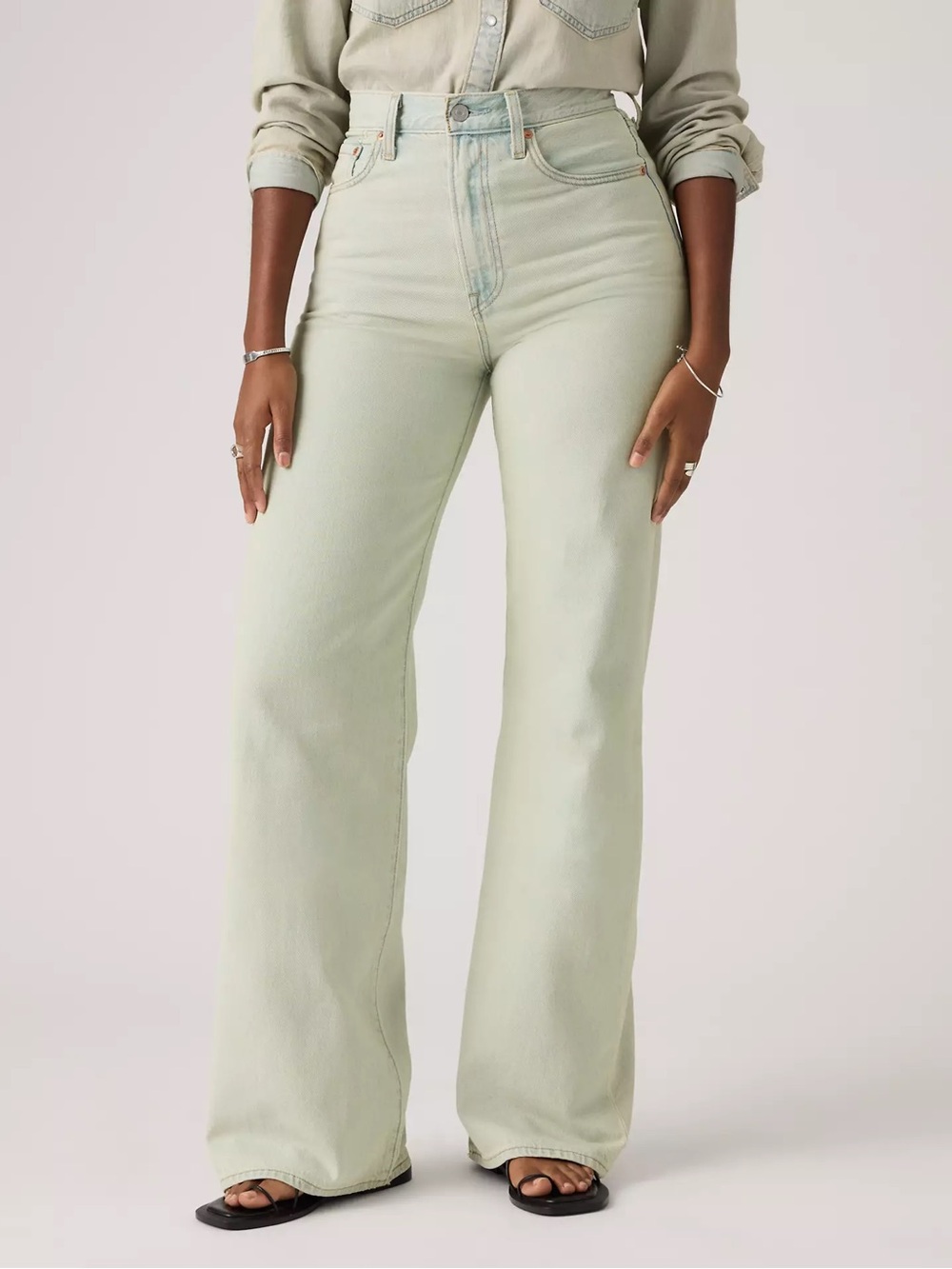 Levi's Ribcage Wide Leg High-Rise Jeans De Oro Blue - Size 32x30 - Picture 2 of 11